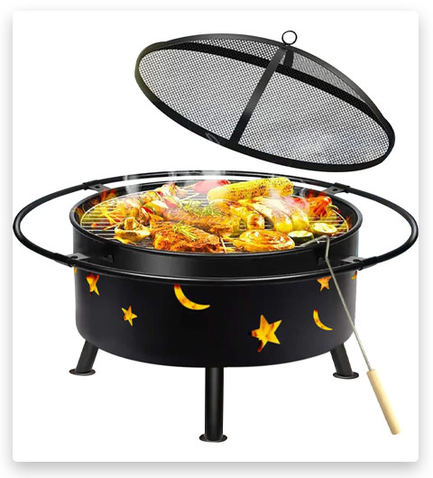 WASAKKY Outdoor Fire Pits Wood Burning Grill