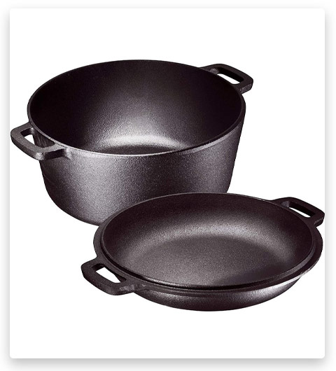 Bruntmor Cast Iron Double Dutch Oven Set