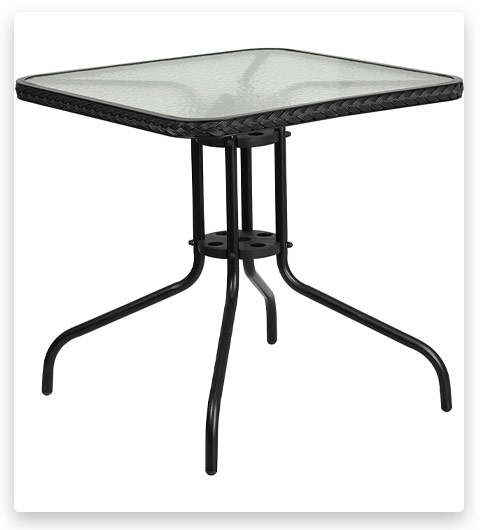 Flash Furniture Tempered Glass Metal Table
